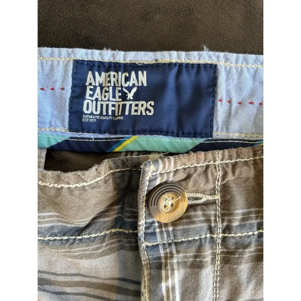 y2k american eagle Plaid shorts Mens 38 Preppy Skater Retro Chino grunge preppy